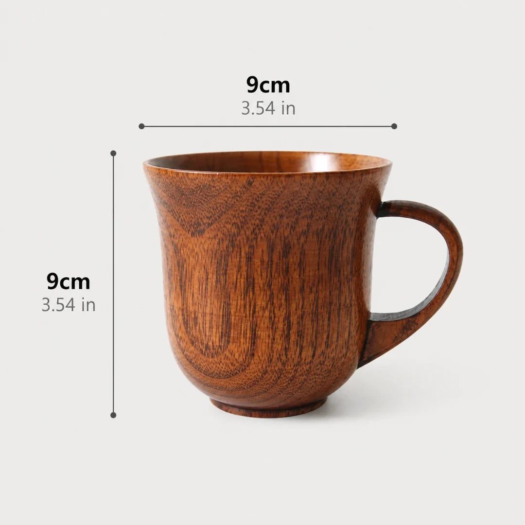 Handmade wooden coffee mug with a natural grain pattern for tea, coffee, and hot drinks | Sansoti