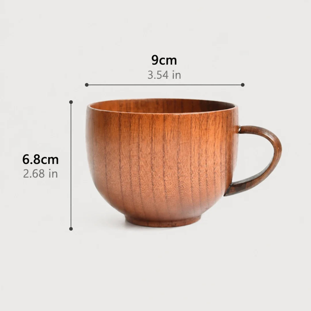 Handmade wooden coffee mug with a natural grain pattern for tea, coffee, and hot drinks | Sansoti