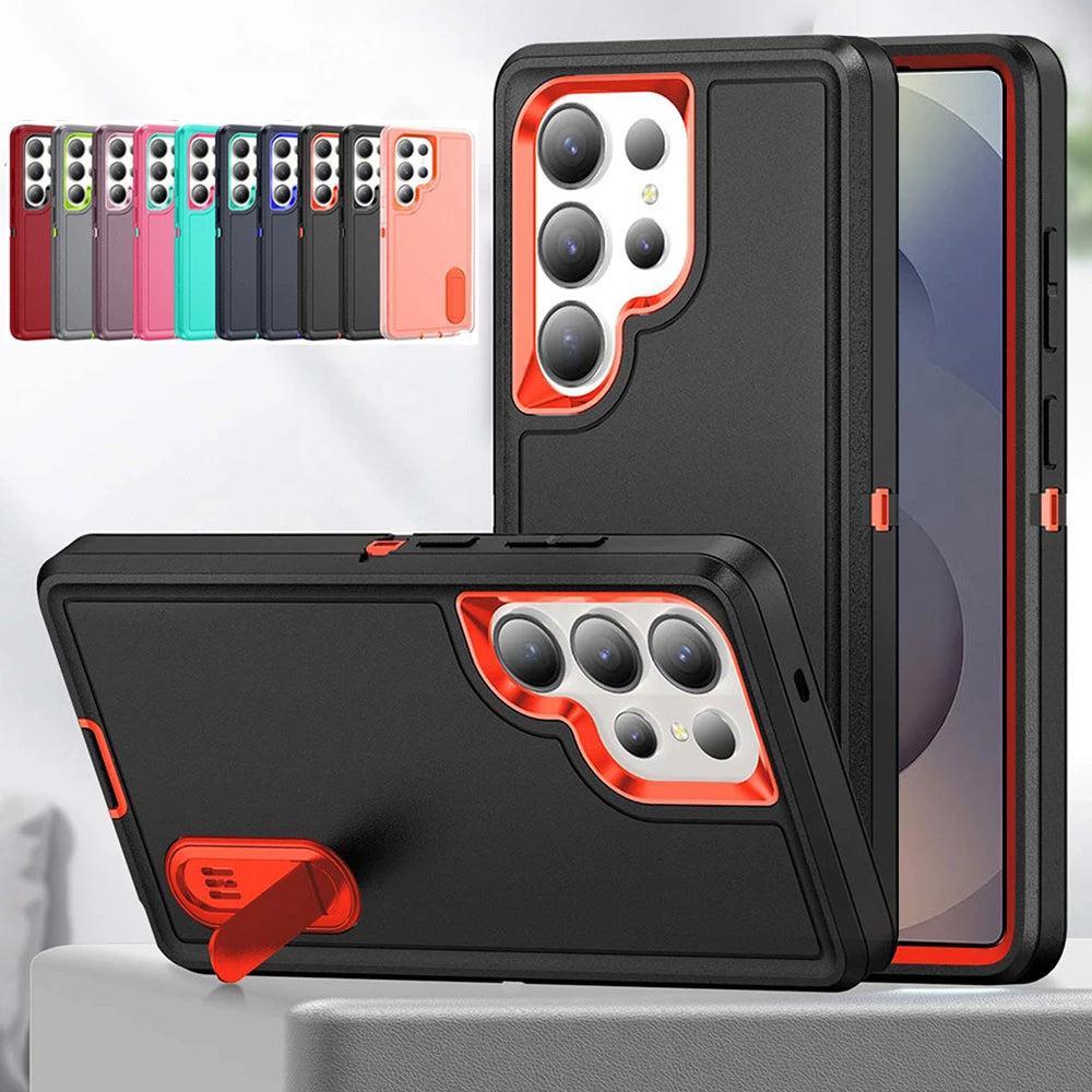 Robuuste Telefoonhoes met Standaard voor Galaxy S23-S26 - Militaire Bescherming Camera Schokbestendig | Sansoti