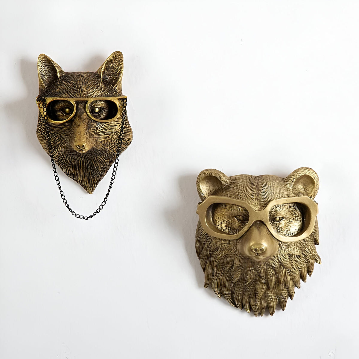 Wandhaak Dierenkop Goud Kapstokhaak Decoratie Wand Resin | Sansoti