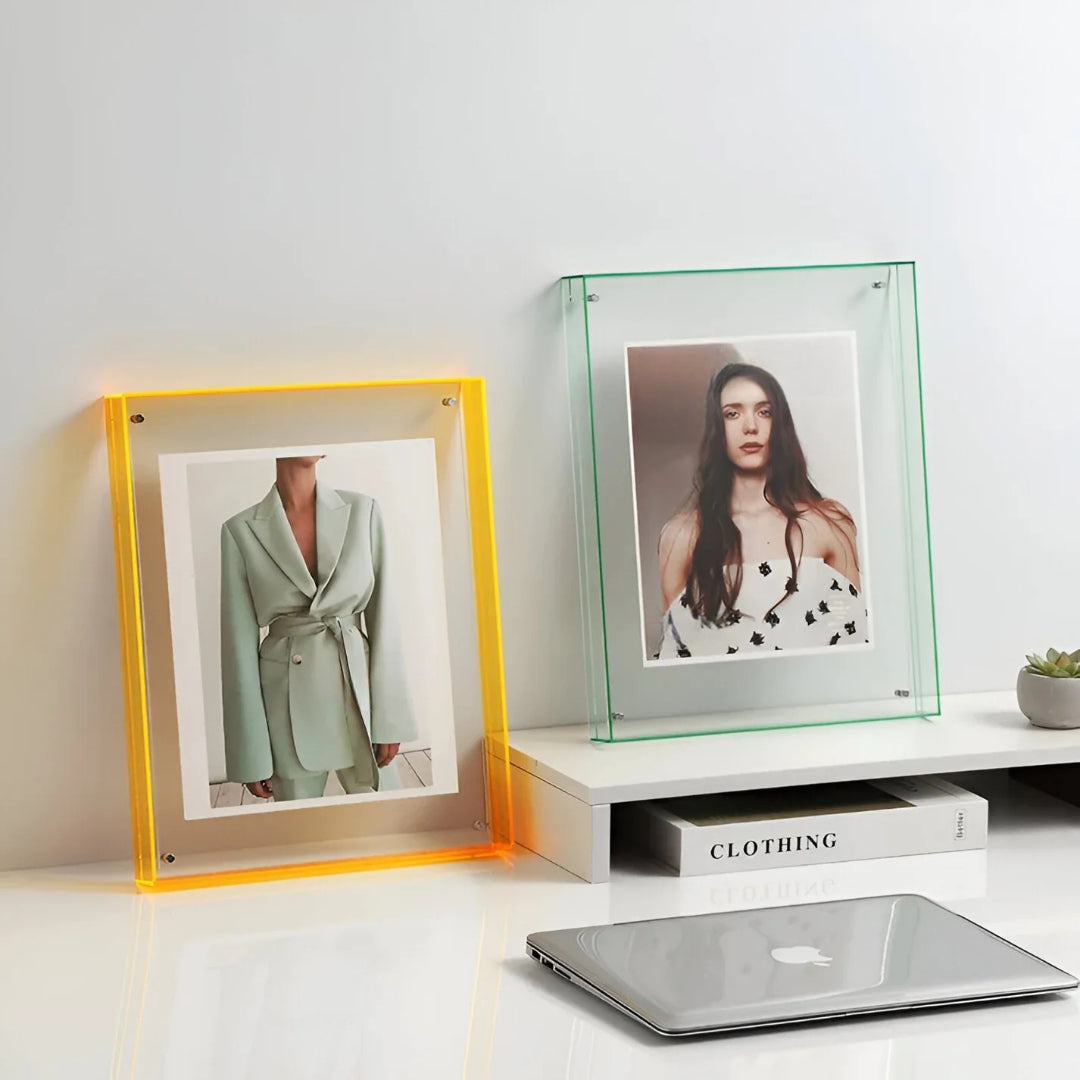 Floating Photo Frame Acrylic Transparent Desk Wall Vertical Horizontal Modern Design Decorative 11-30cm | Sansoti