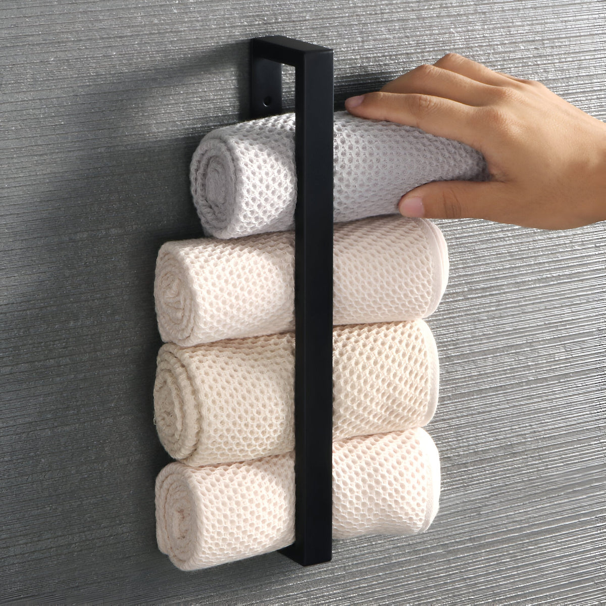 Wall-Mounted Towel Holder Stainless Steel 31cm Matte Black Bathroom Kitchen Rustproof Modern Design Towel Rack Storage | Sansoti