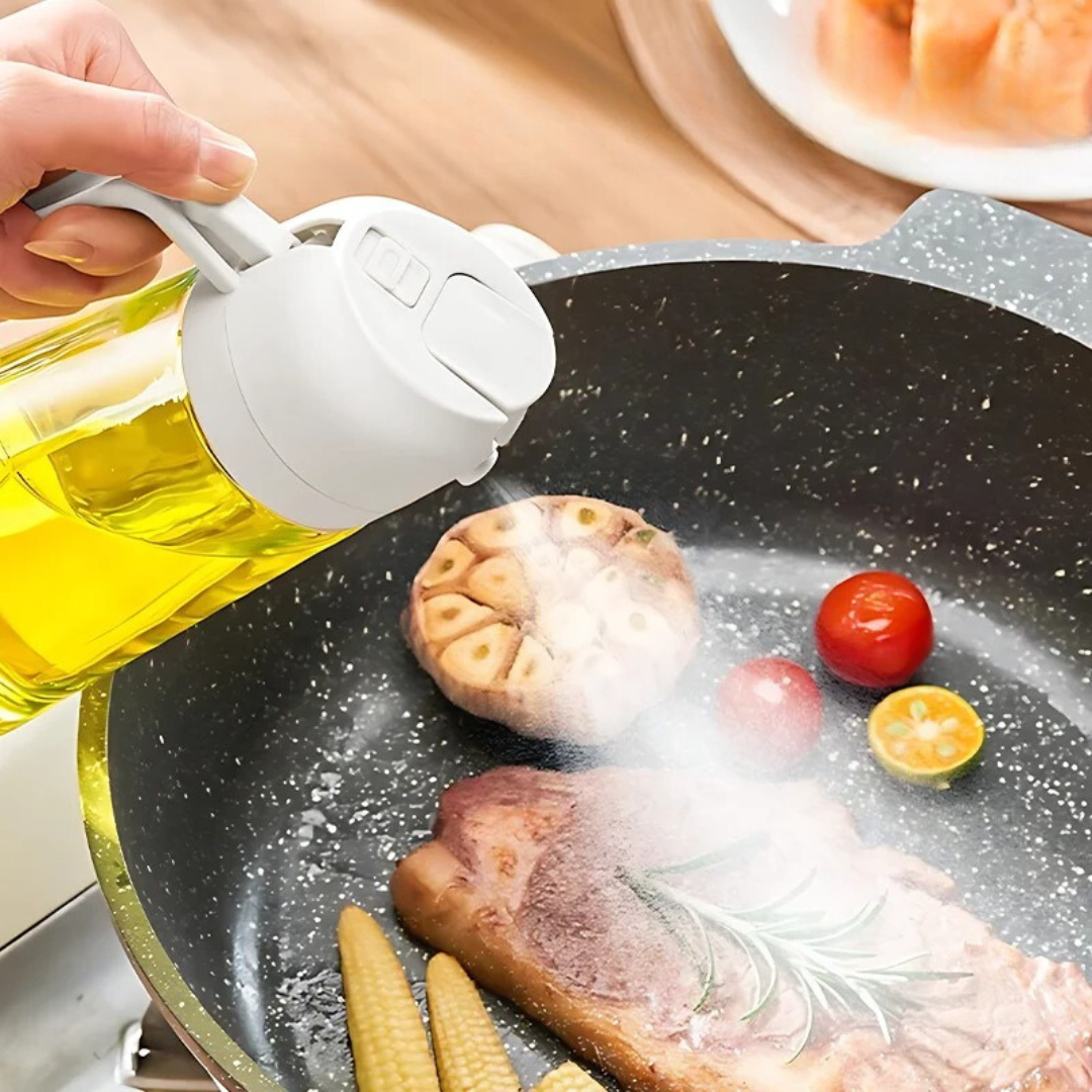Nachfüllbarer Ölzerstäuber mit feinem Sprühnebel für gesundes Kochen, Backen und Grillen, 200 ml, BPA-frei, Küchenspray | Sansoti