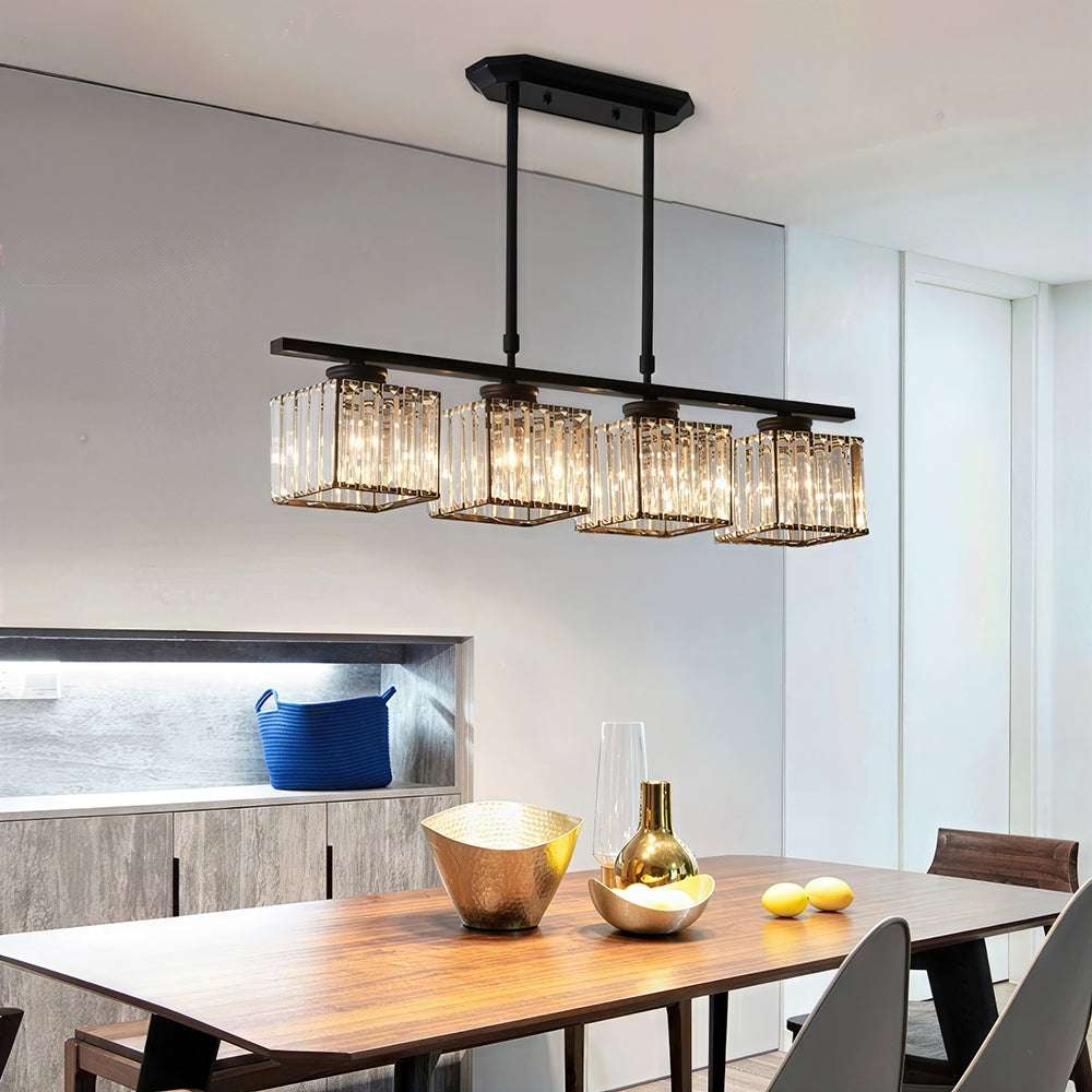 Suspension verre E27 noir 3 ou 4 lumières table à manger îlot de cuisine suspension scandinave plafonnier cuisine salon | Sansoti