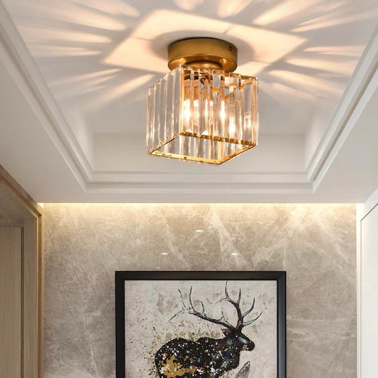 Ceiling Lamp Crystal Black Silver Gold E27 Surface Mounted Modern Hall Living Room | Sansoti