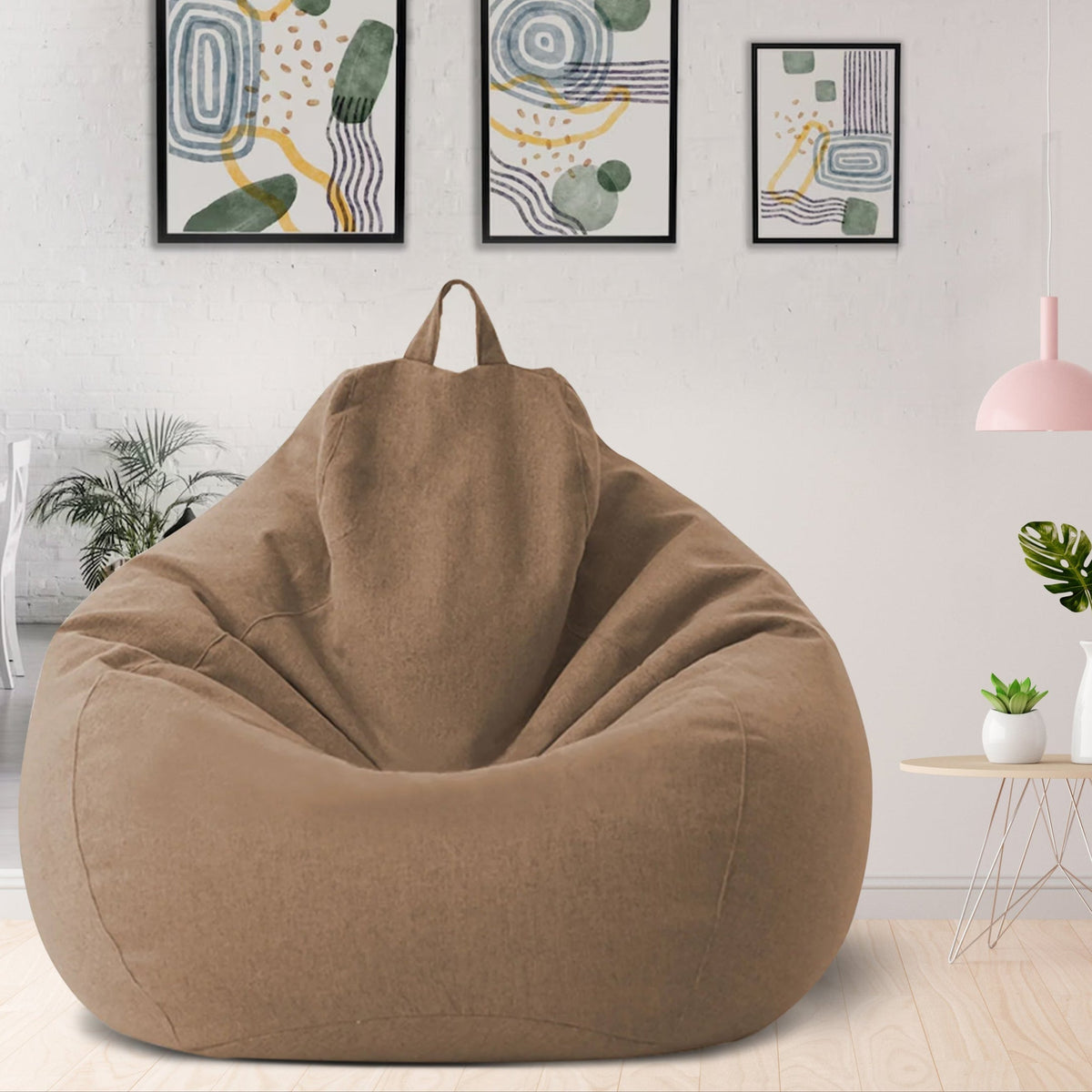 Removable Bean Bag Cover XL Linen-Look Washable Lounge Relaxation Cover Ergonomic Comfort Fillable Bean Bag Cover | Sansoti