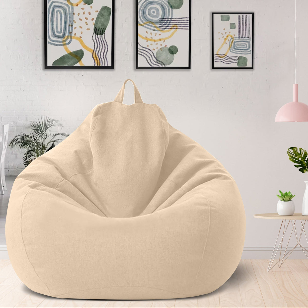 Removable Bean Bag Cover XL Linen-Look Washable Lounge Relaxation Cover Ergonomic Comfort Fillable Bean Bag Cover | Sansoti