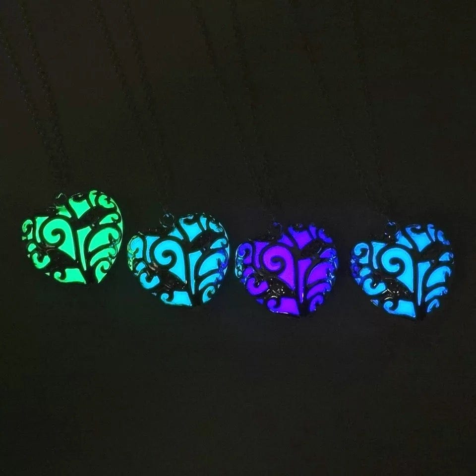Glow-in-the-Dark Heart Necklace Night-Light Jewelry Phosphorescent Romantic Gift Adjustable Link Glow | Sansoti