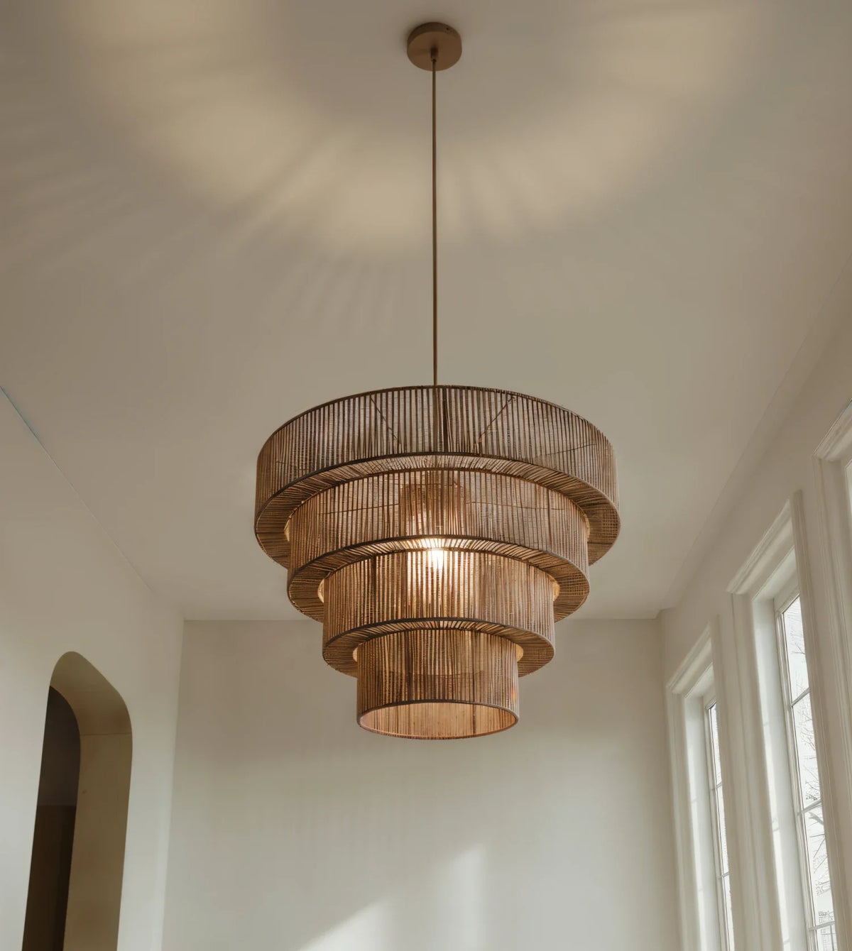 Hanglamp Gevlochten Katoen Taupe 50cm Boho Scandinavisch Verstelbaar | Sansoti
