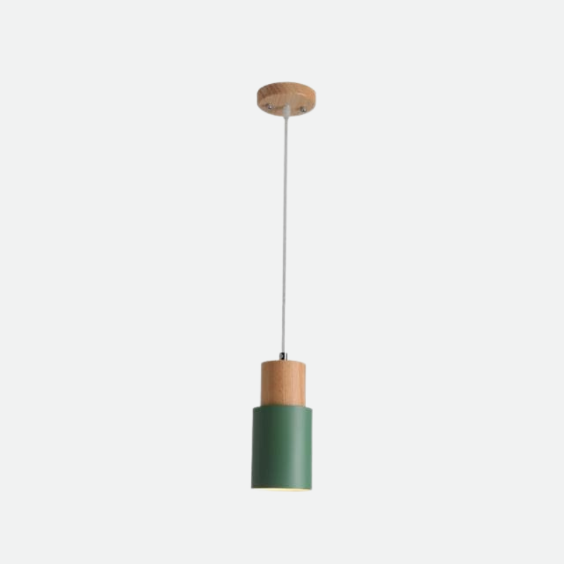 Suspension Cylindre Fer Bois Nickel Brossé E27 Scandinave Salon Salle à Manger | Sansoti