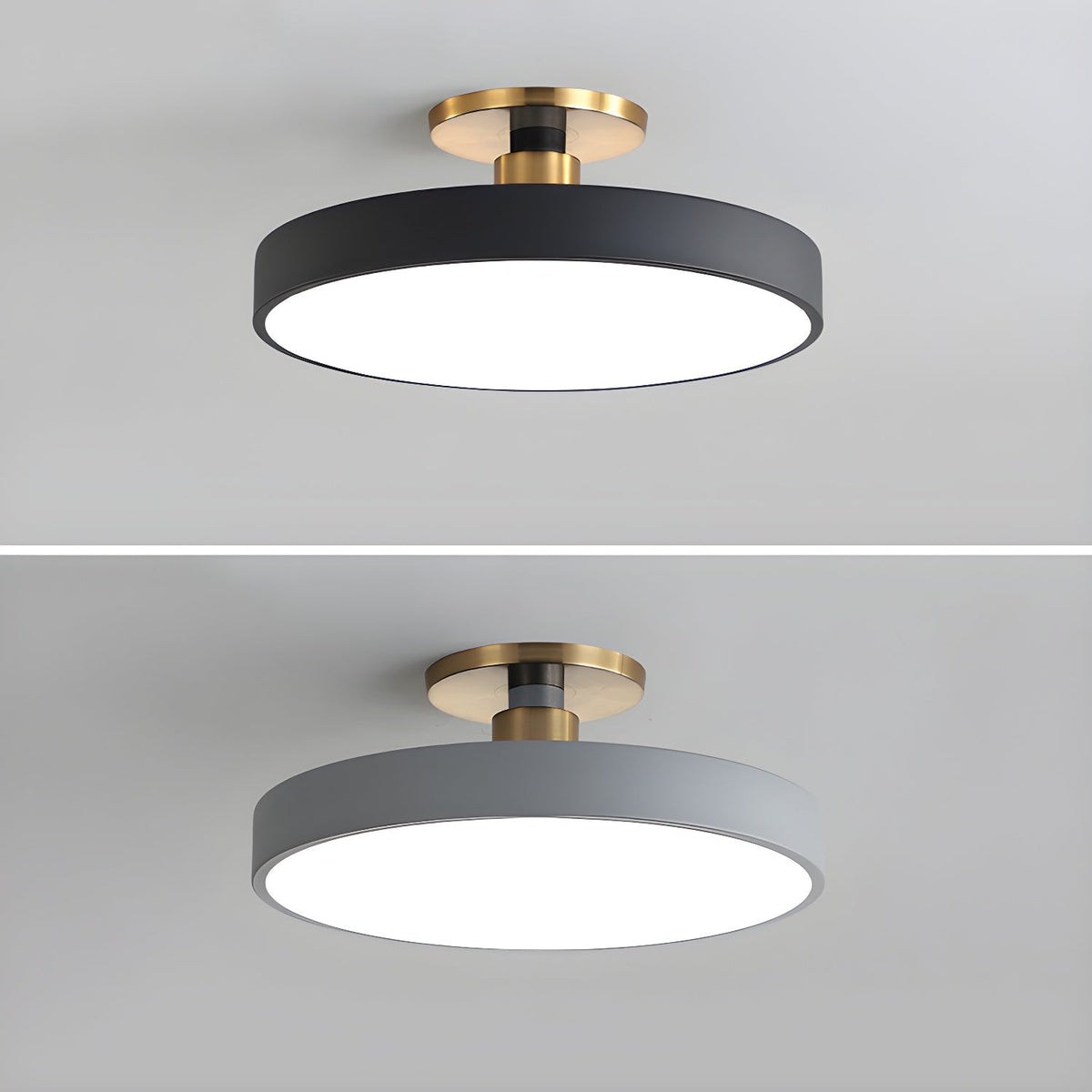 Isla Ceiling Light — Round Flush-Mount LED Ceiling Fixture with Black Metal Frame and White Diffuser | Ideal for Dining Rooms, Offices and Modern Interiors | Available in Six Colors | Sansoti