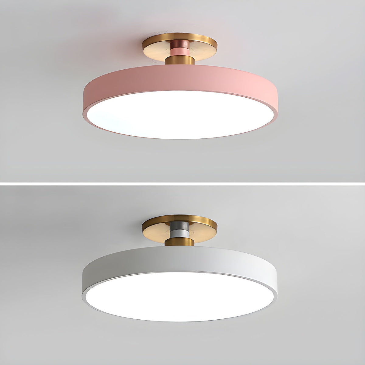 Isla Ceiling Light — Round Flush-Mount LED Ceiling Fixture with Black Metal Frame and White Diffuser | Ideal for Dining Rooms, Offices and Modern Interiors | Available in Six Colors | Sansoti