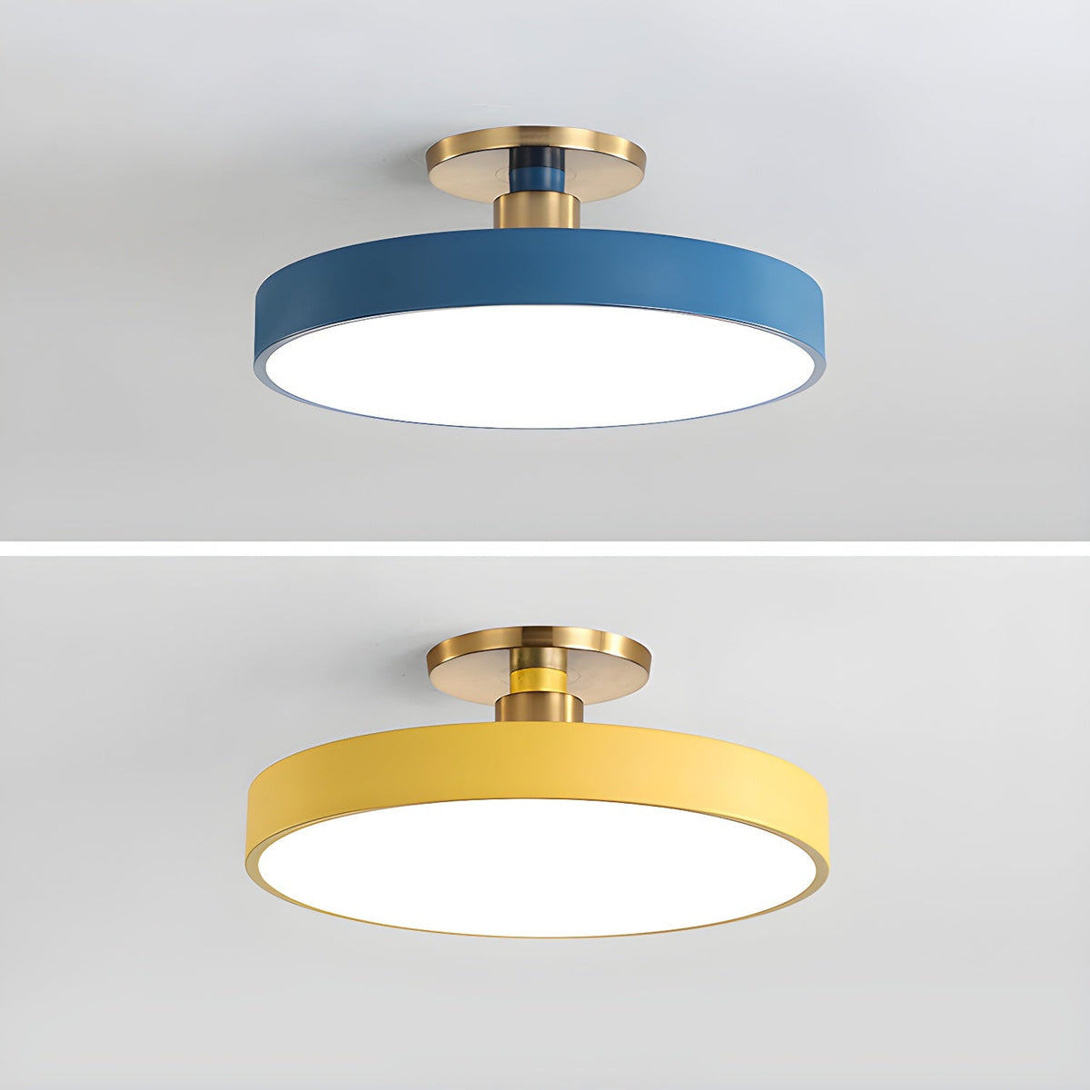 Isla Ceiling Light — Round Flush-Mount LED Ceiling Fixture with Black Metal Frame and White Diffuser | Ideal for Dining Rooms, Offices and Modern Interiors | Available in Six Colors | Sansoti