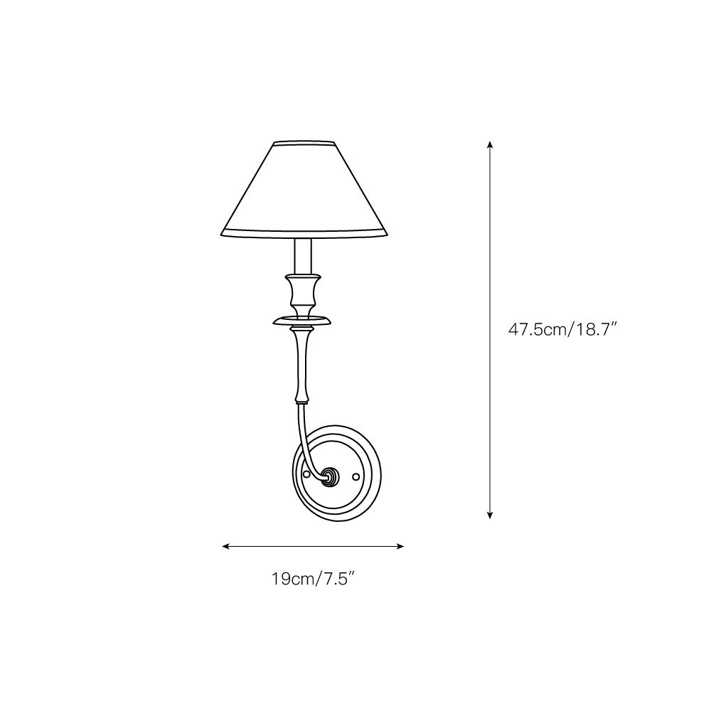 Moderne Wandleuchte mit schwarzem Stoffschirm in Messing, Nickel oder Schwarz – 1 oder 2 Lichtpunkte Designbeleuchtung | Sansoti