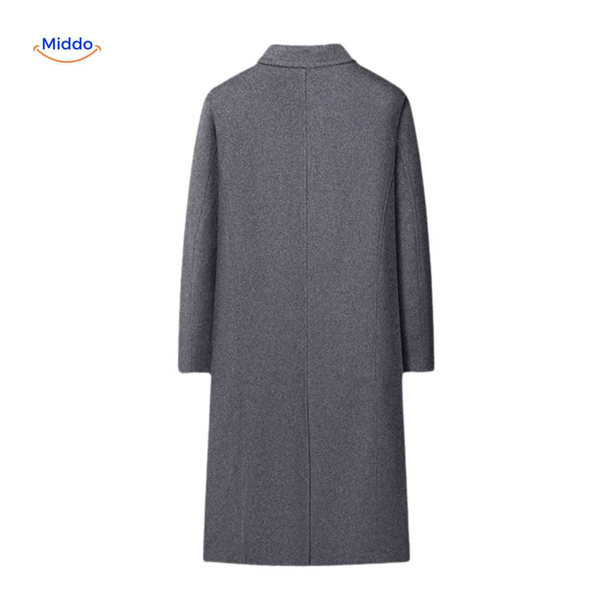 Langer Herrenmantel 100 % Wolle, gefüttert, Schwarz Grau, Wintermantel, klassischer Schnitt, stilvolle Herrenbekleidung | Sansoti