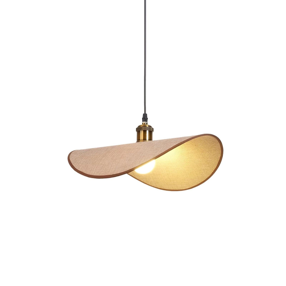 Pendant Light Linen Shade Wooden Accents Minimalist Design Scandinavian Dining Table Living Room Lighting | Sansoti