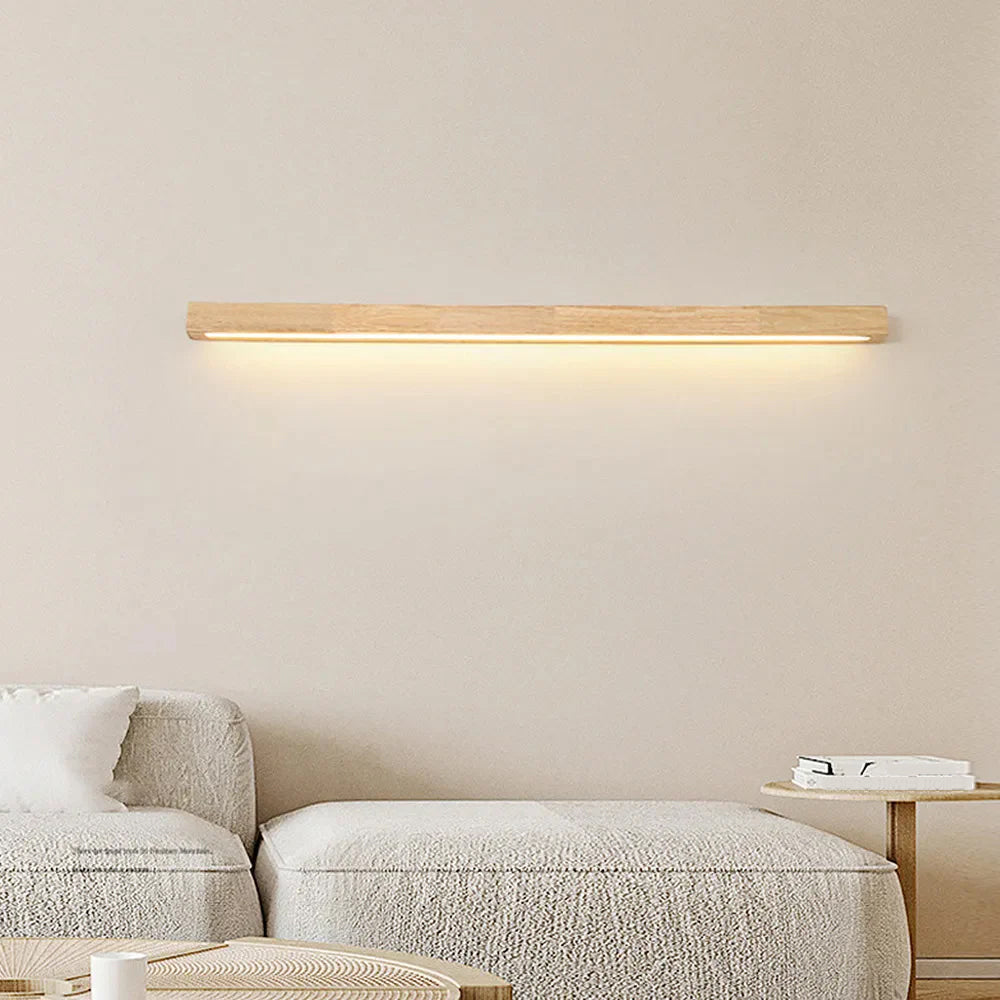 Drewniana lampa ścienna z lustrem LED do łazienki, sypialni i kuchni, okrągła, akrylowa | Sansoti