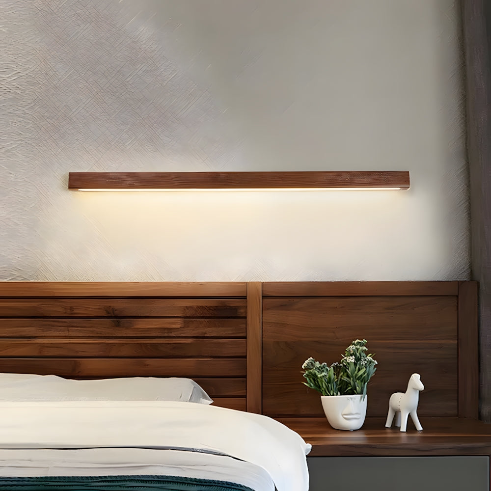 Wooden Wall Lamp with Mirror LED Bathroom Bedroom Kitchen Round Acrylic | Sansoti