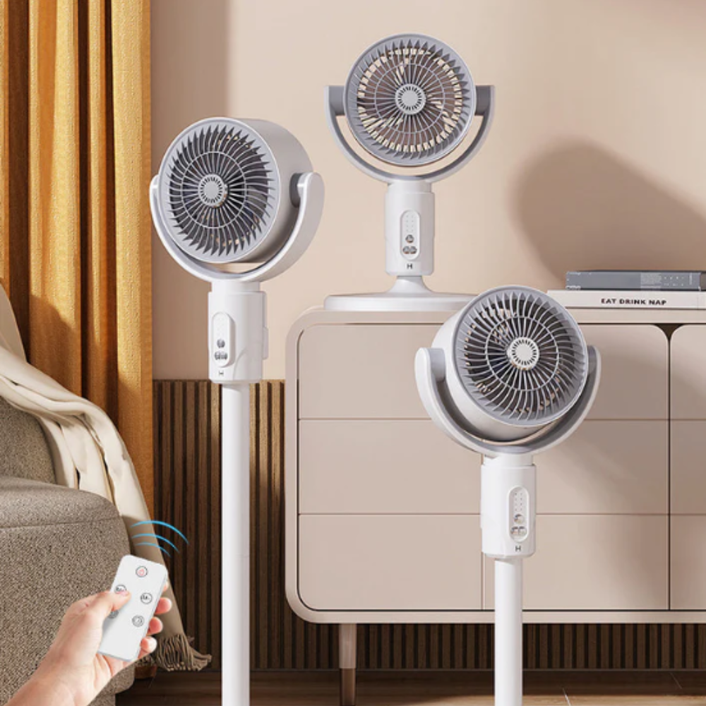 Stille Staande Ventilator 10W met Afstandsbediening 5 Standen Verstelbaar Zwart Wit Thuis Kantoor | Sansoti