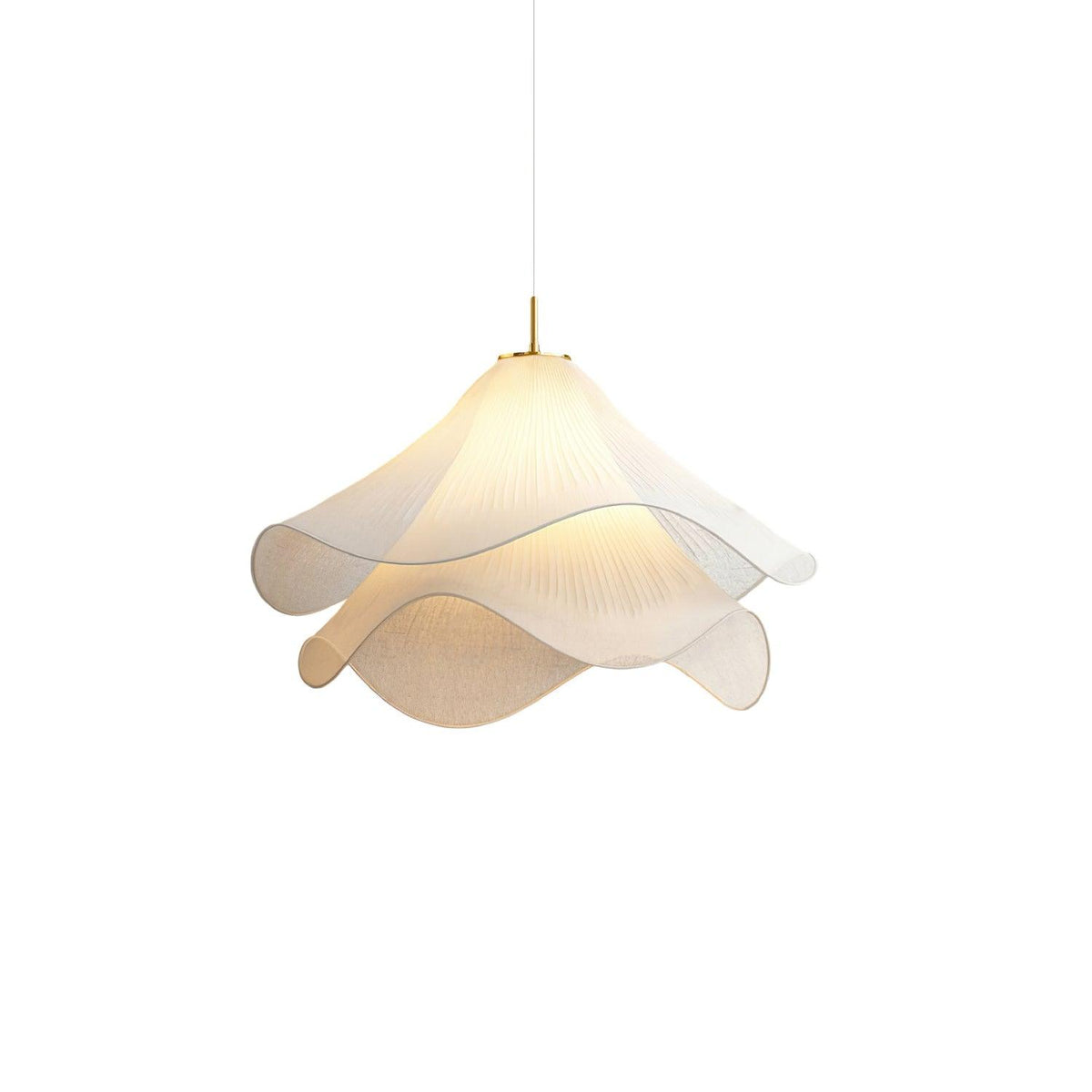 Layered pleated shade pendant lamp — Petal-like light gold fitting E26/E27 sloped-ceiling mounting | Sansoti