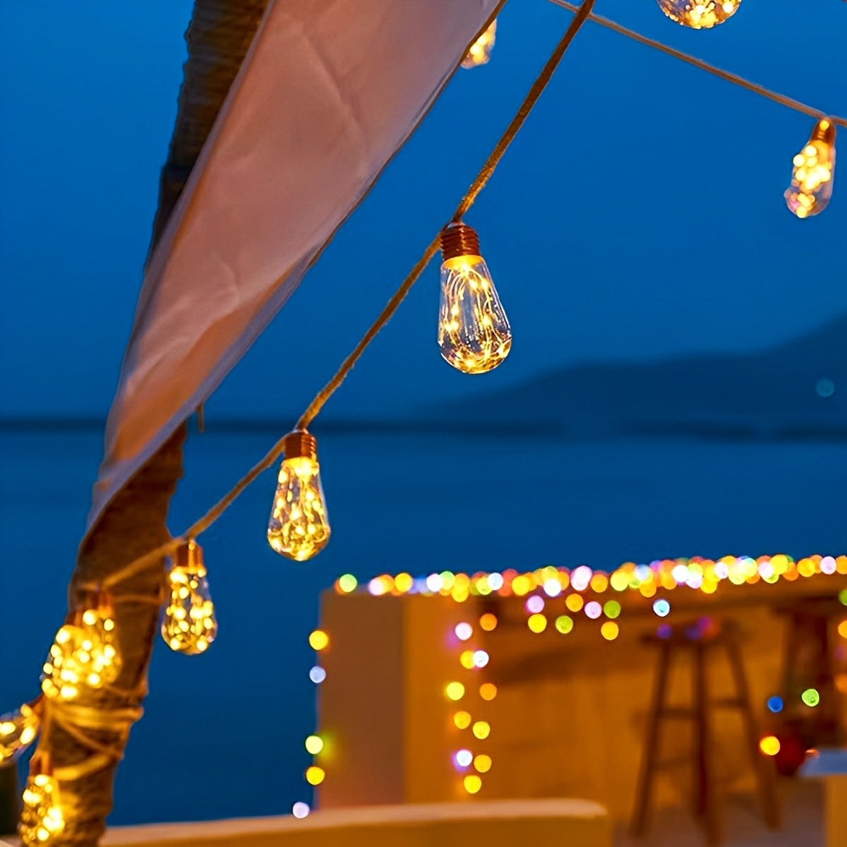 Solar LED filament light string warm white 20 LED IP65 waterproof garden lighting balcony terrace party decoration retro style wireless energy-saving outdoor lighting ambient lighting | Sansoti