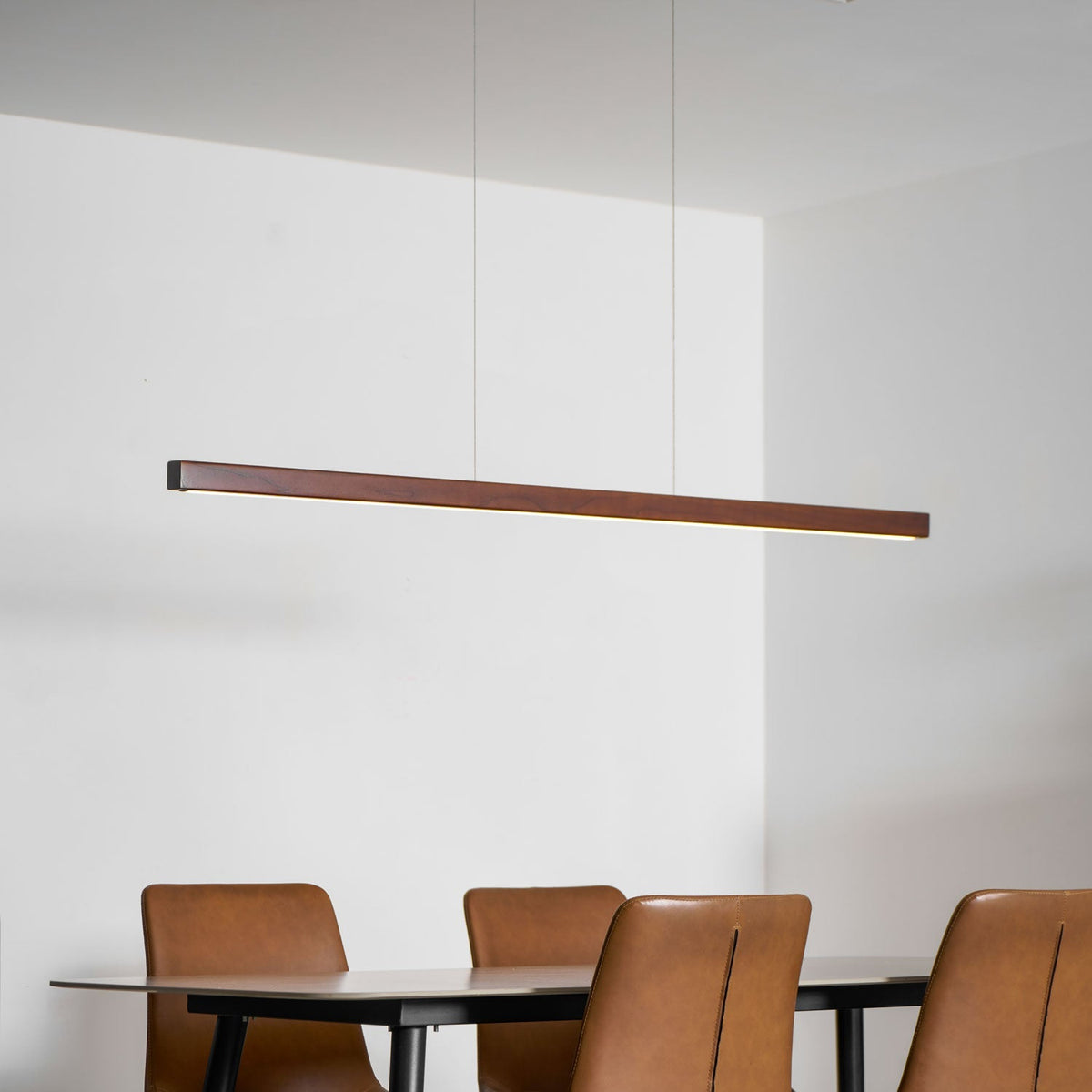 LED-Hängeleuchte Holz linear warmes Licht Esstisch Kochinsel minimalistisch Japandi Design verstellbares Kabel Balkenlampe | Sansoti