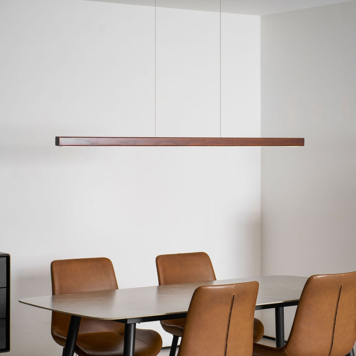 LED-Hängeleuchte Holz linear warmes Licht Esstisch Kochinsel minimalistisch Japandi Design verstellbares Kabel Balkenlampe | Sansoti