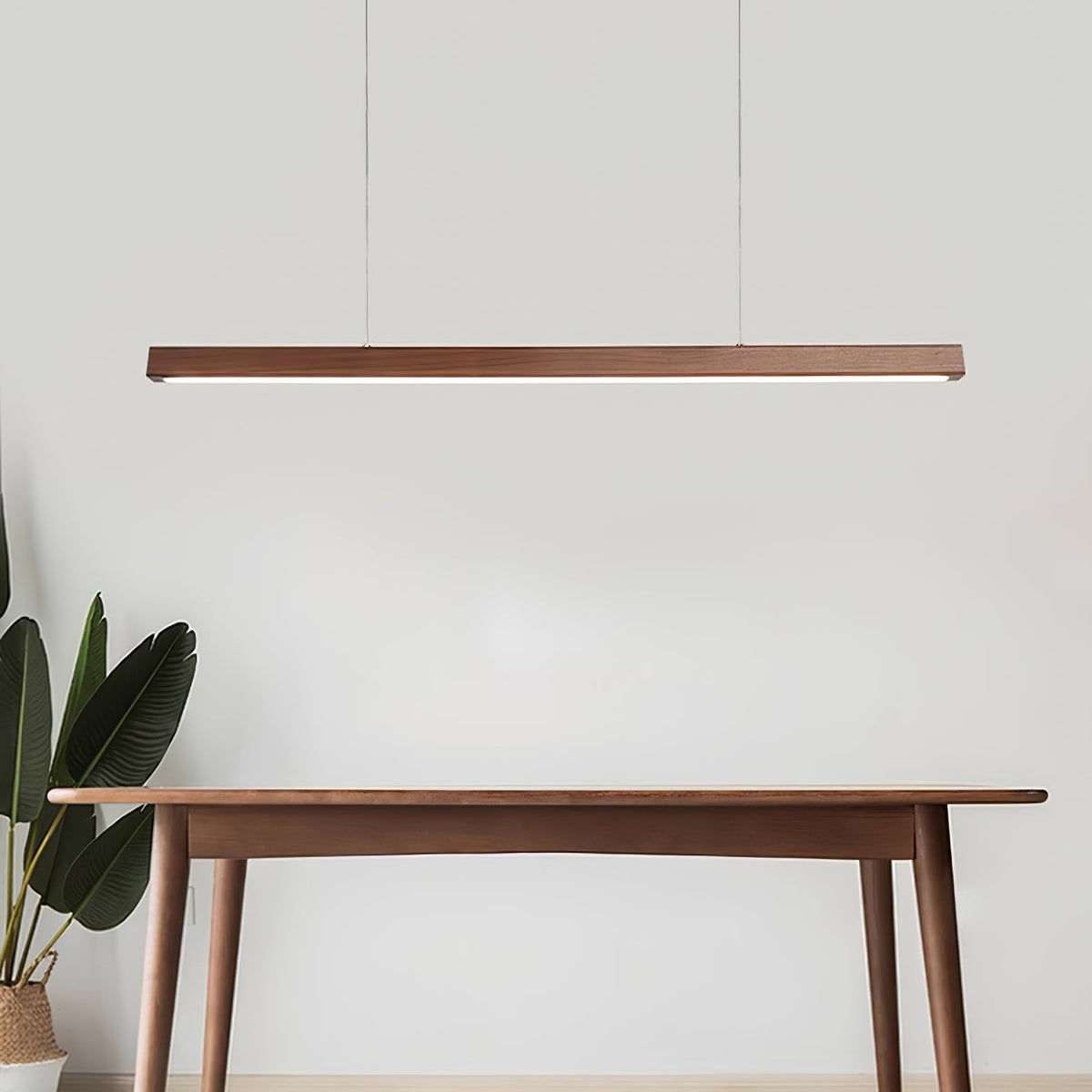 LED-Hängeleuchte Holz linear warmes Licht Esstisch Kochinsel minimalistisch Japandi Design verstellbares Kabel Balkenlampe | Sansoti