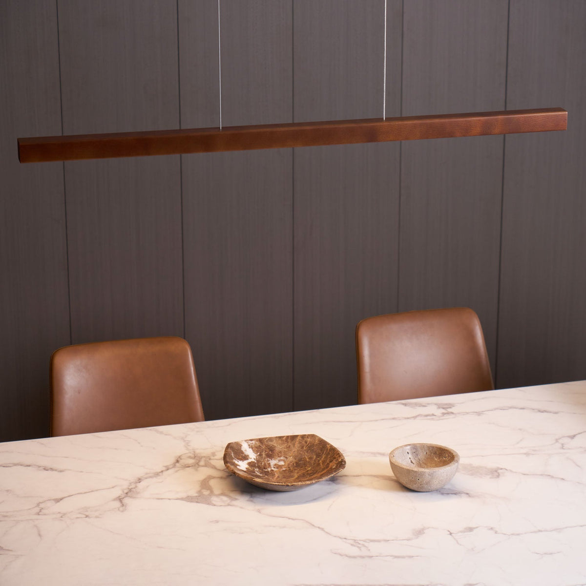 LED-Hängeleuchte Holz linear warmes Licht Esstisch Kochinsel minimalistisch Japandi Design verstellbares Kabel Balkenlampe | Sansoti