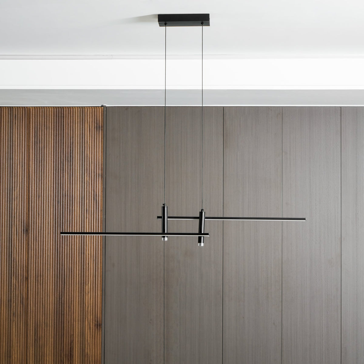 Lineaire hanglamp Links Island • 90/120/150cm • LED geïntegreerd • warm wit/neutraal/koel wit • dimbaar optie • zwart/goud • keuken-eiland boven tafel | Sansoti