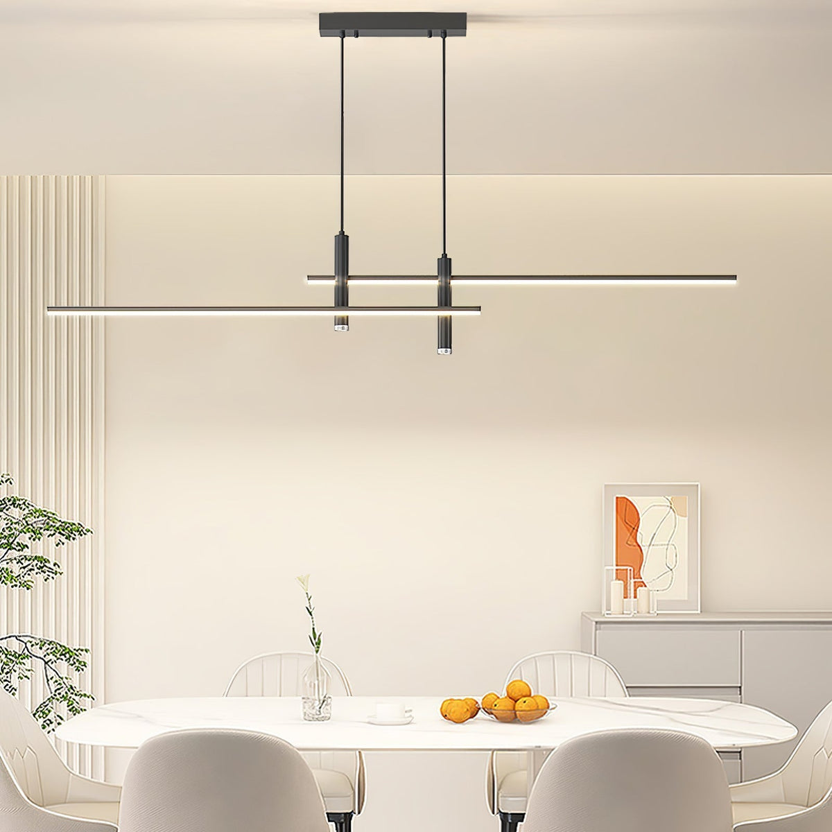 Linear Pendant Light Metal Adjustable Cord Dining Room Kitchen Island Spotlights Black Gold 90-120cm Modern Design | Sansoti