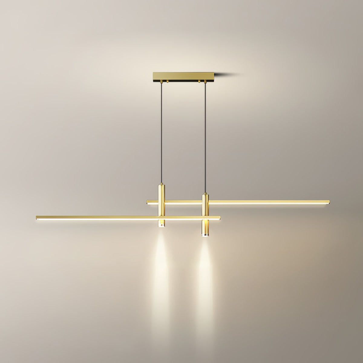 Linear Pendant Light Metal Adjustable Cord Dining Room Kitchen Island Spotlights Black Gold 90-120cm Modern Design | Sansoti