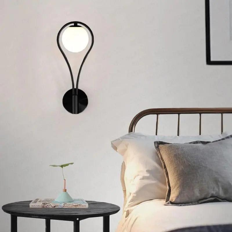 Designer Wall Light Glass and Metal LED Lighting Black Gold Scandinavian Modern for Living Room Bedroom | Sansoti