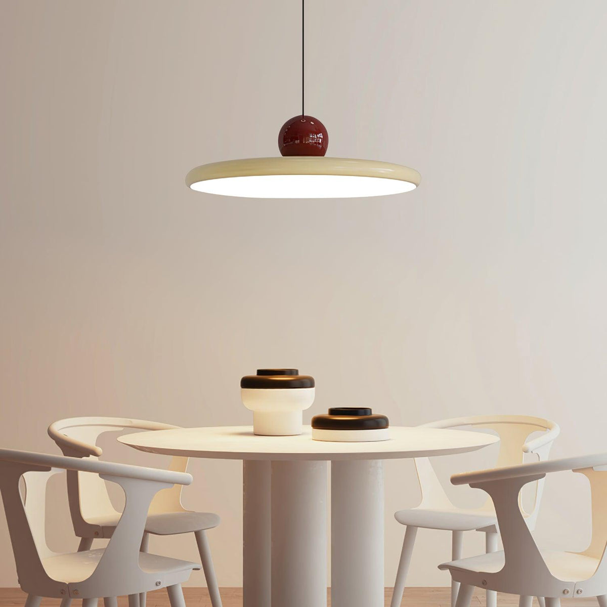 Ronde LED Hanglamp Lola – Minimalistisch Metaal & Acryl Disk Design – Dimbaar – Ø30/40/50cm – 3 Kleurtemperaturen – 150cm Verstelbare Kabel | Sansoti