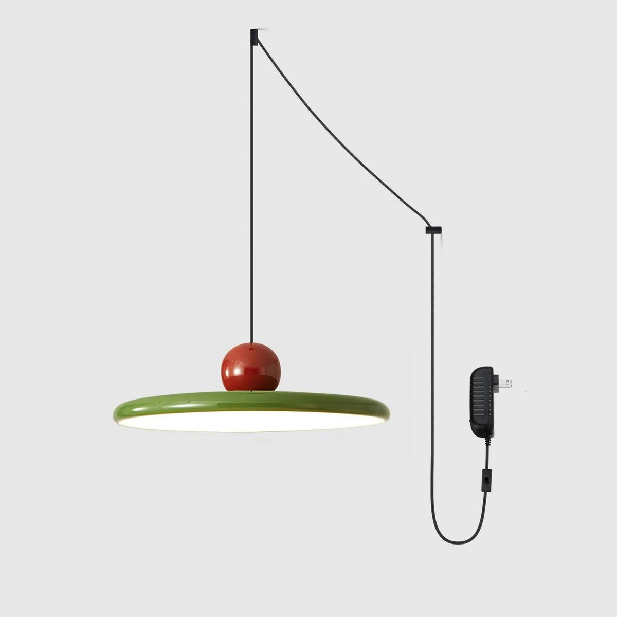 Runde Hängeleuchte mit strahlendem Scheiben-Design, dimmbar, 3 Farben, 450cm Kabel, skandinavisches Interieur, Rot, Grün, Beige | Sansoti
