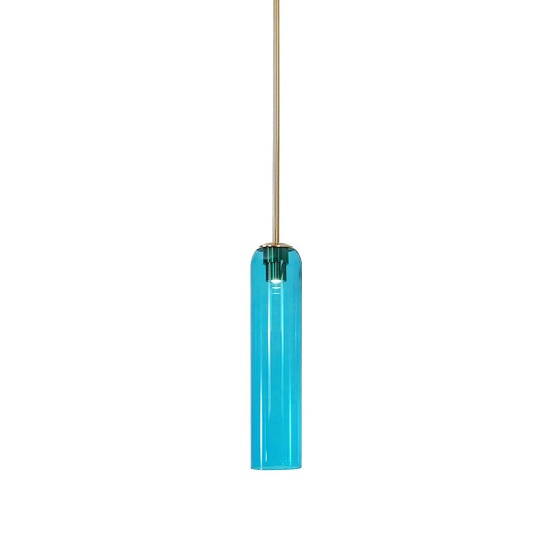 Suspension en verre avec tube long – verre soufflé bouche finition noire ou dorée diamètre 10 cm | Sansoti