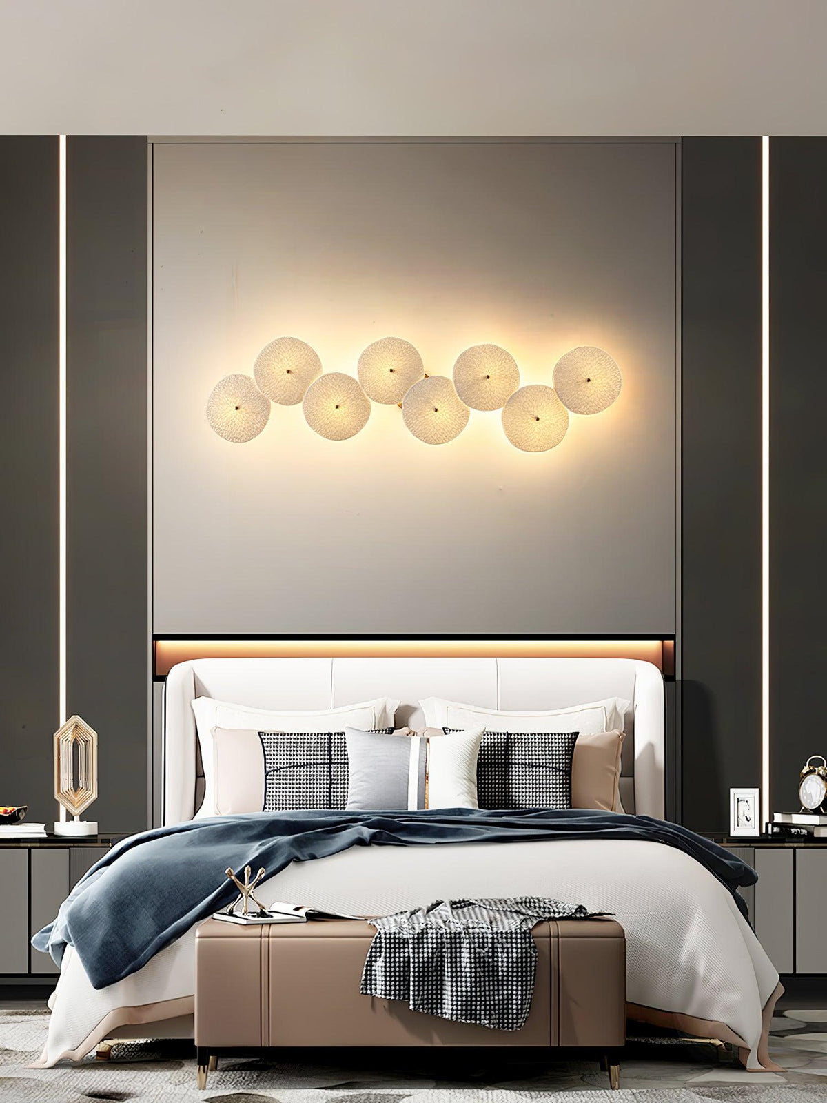 Ceramic Lotus Flower Wall Light with Gold Frame – Cascading Light Effect for Stylish Illumination | Sansoti