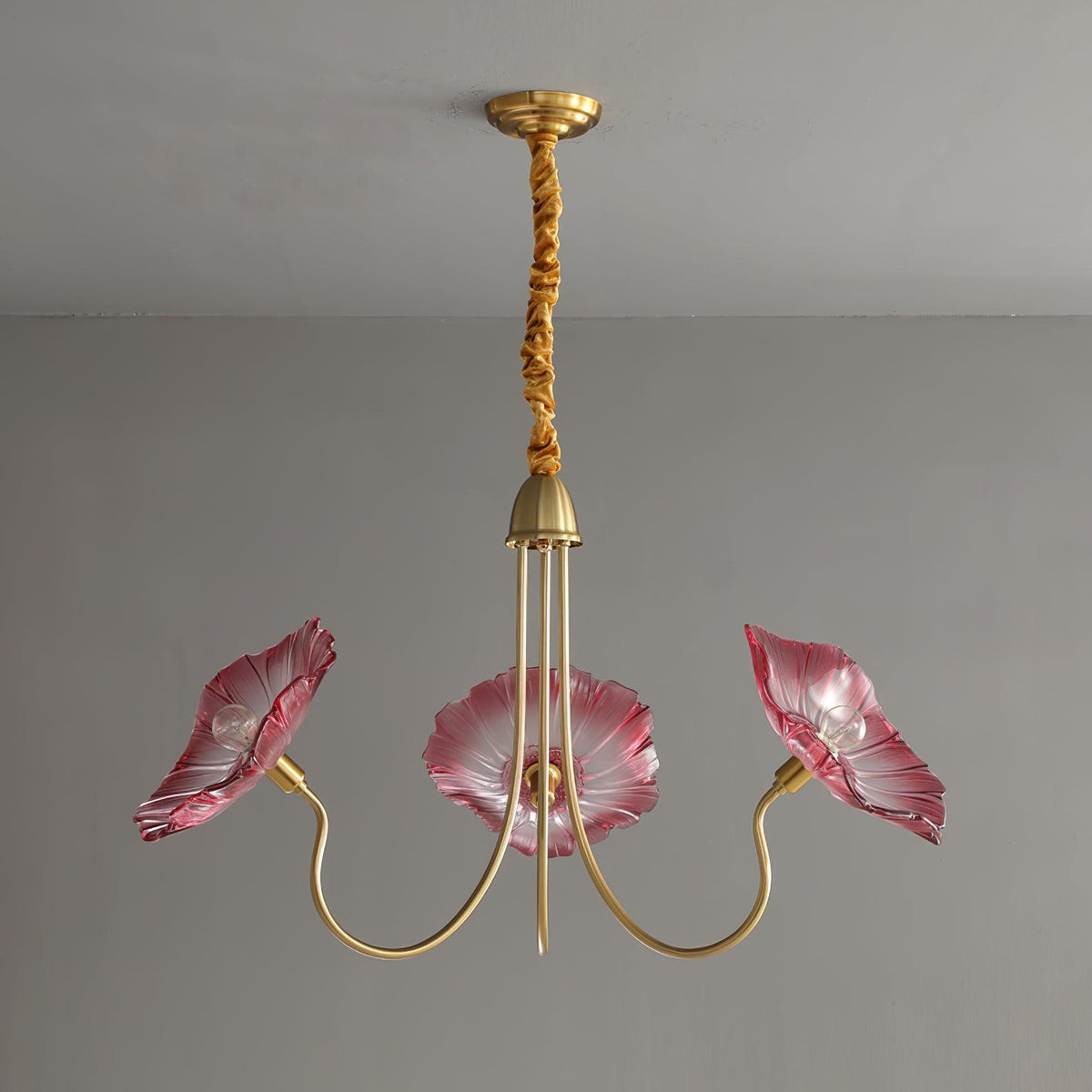 Lustre en verre avec motif de feuilles, doré, transparent ou rose, à 3 ou 6 lumières, style scandinave | Sansoti