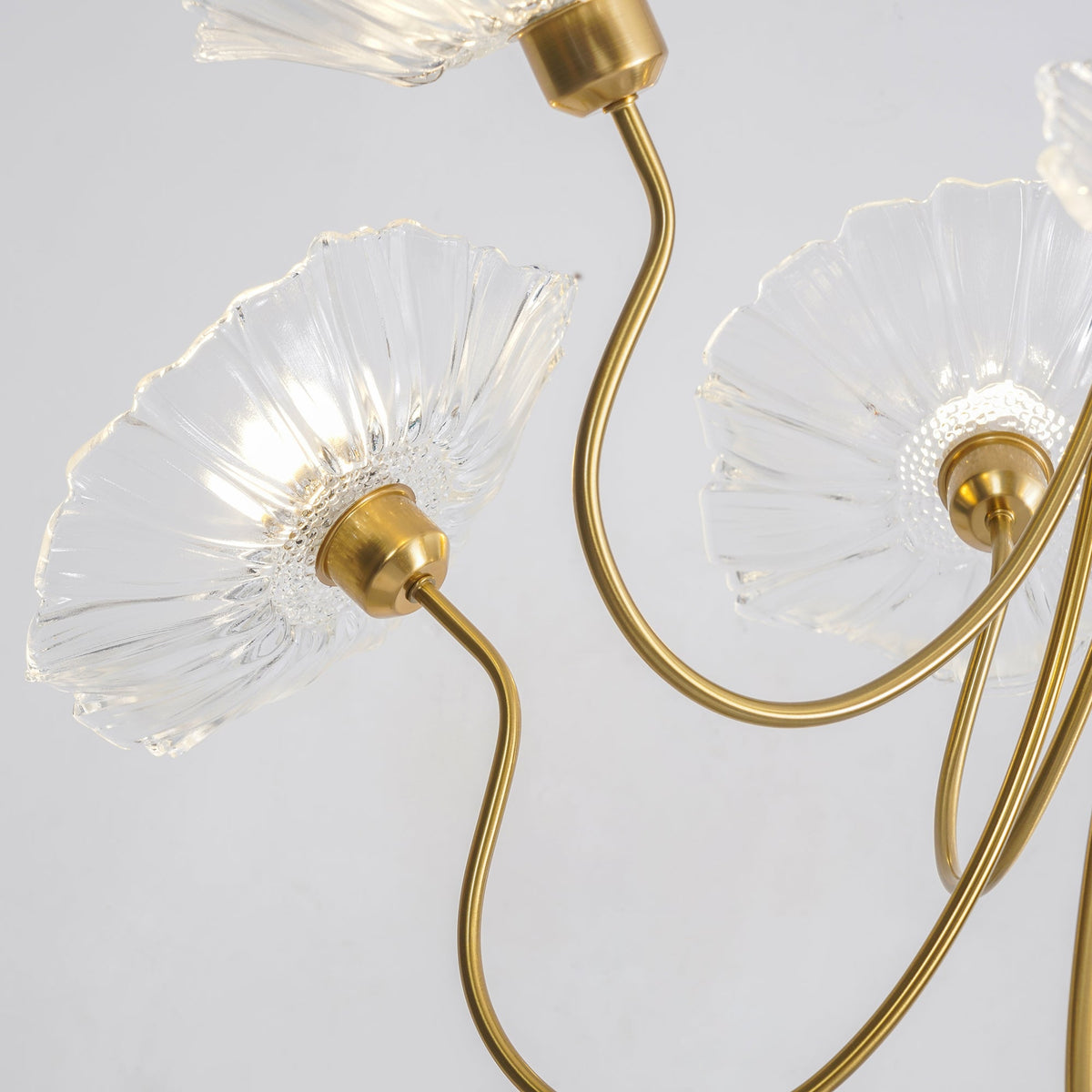 Lustre en verre avec motif de feuilles, doré, transparent ou rose, à 3 ou 6 lumières, style scandinave | Sansoti