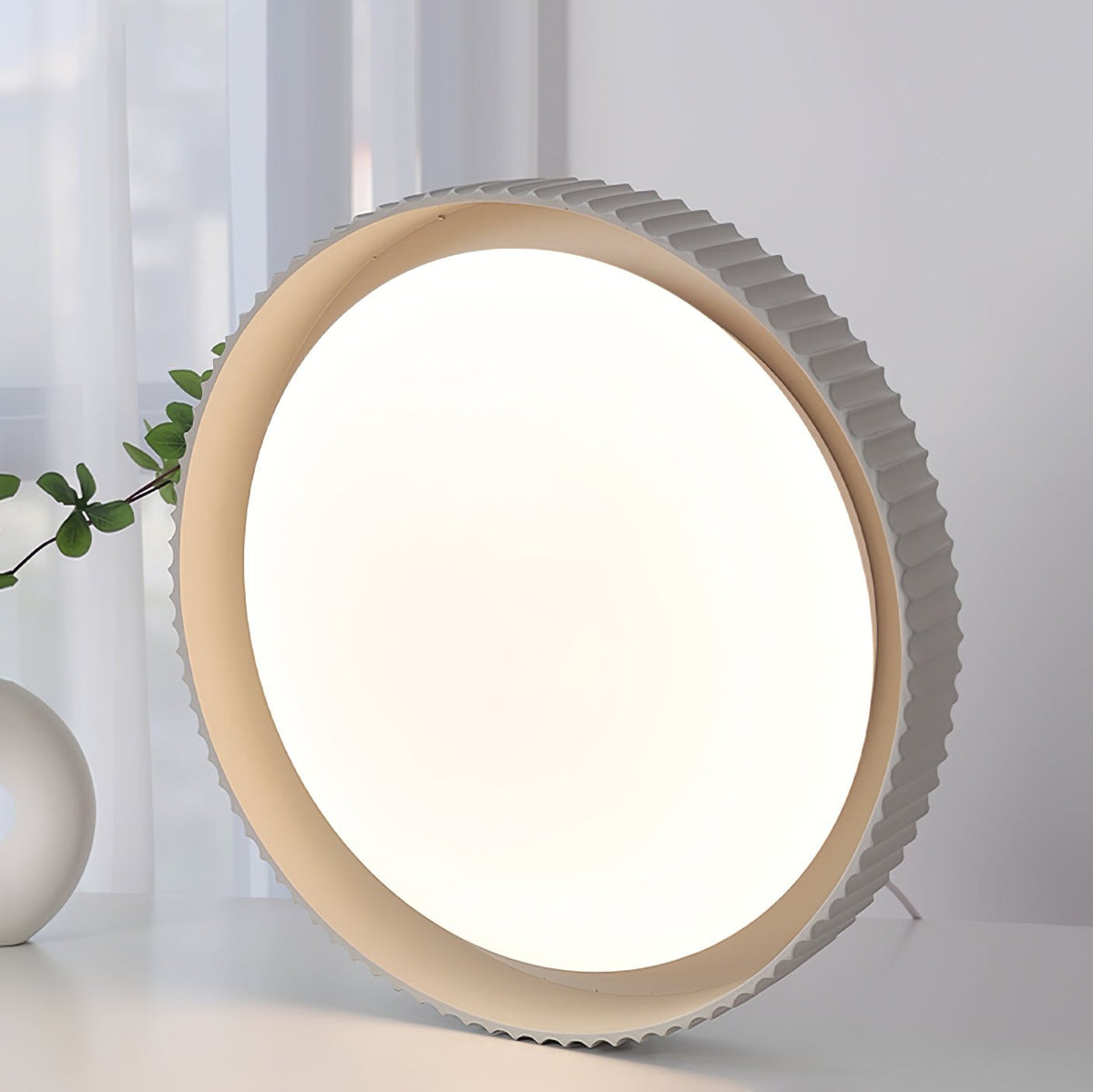 Moderne Deckenleuchte gerippt – Acrylschirm mit Harzrahmen – warmes/neutrales/kühles Licht – Ø46cm – Orange, Grau oder Blau | Sansoti