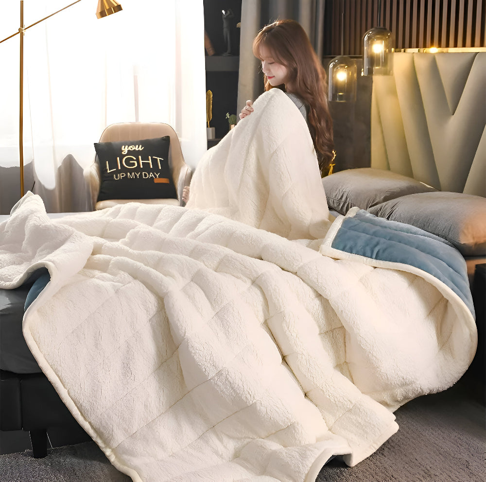 Sherpa-Fleecedecke superweich, warm, Plaid Fleece, mehrere Größen, Flockmuster | Sansoti