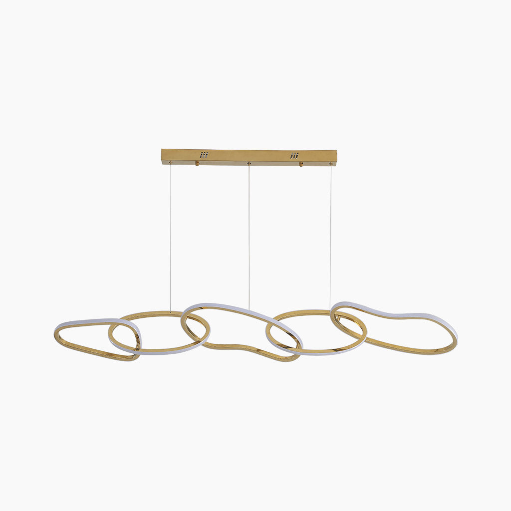 Oval Gold Chandelier Stainless Steel LED Dimmable Adjustable Adjustable Light Color Dining Room Living Room Modern | Sansoti