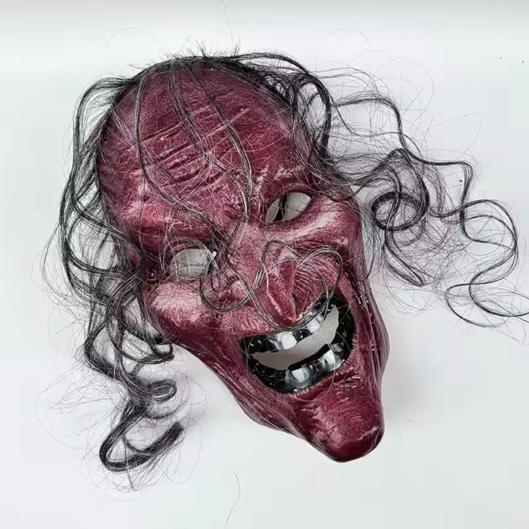 Heksenmasker Halloween Groen Rood Horror Kostuum Feestmasker Mysterieus Tovenares Gezichtsmasker Verkleedpartij | Sansoti