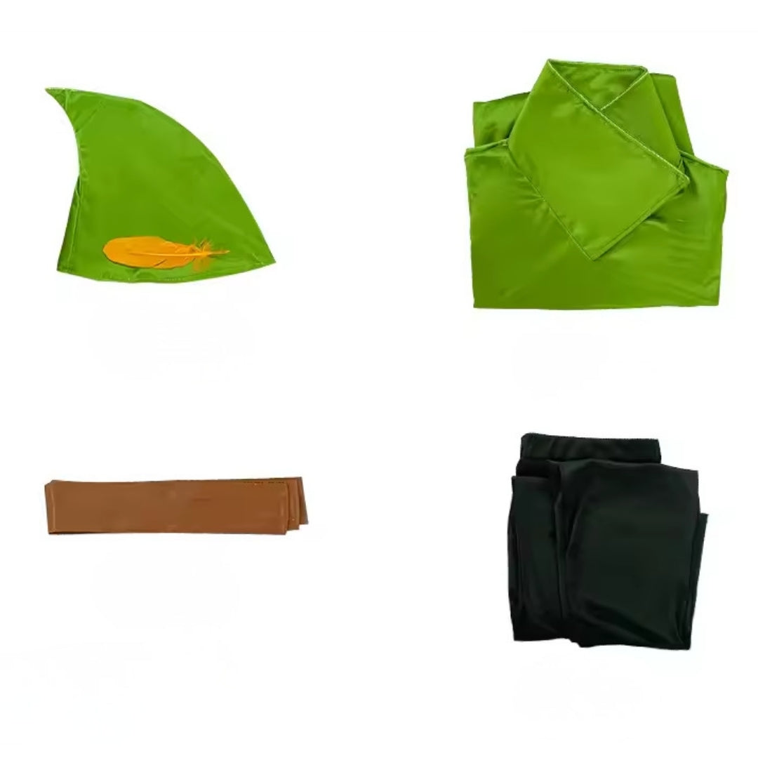 Fantasie-Sprookjesfigurenkostüm für Erwachsene mit Tunika und Hose, grüne Cosplay-Kostümierung für Karneval | Sansoti
