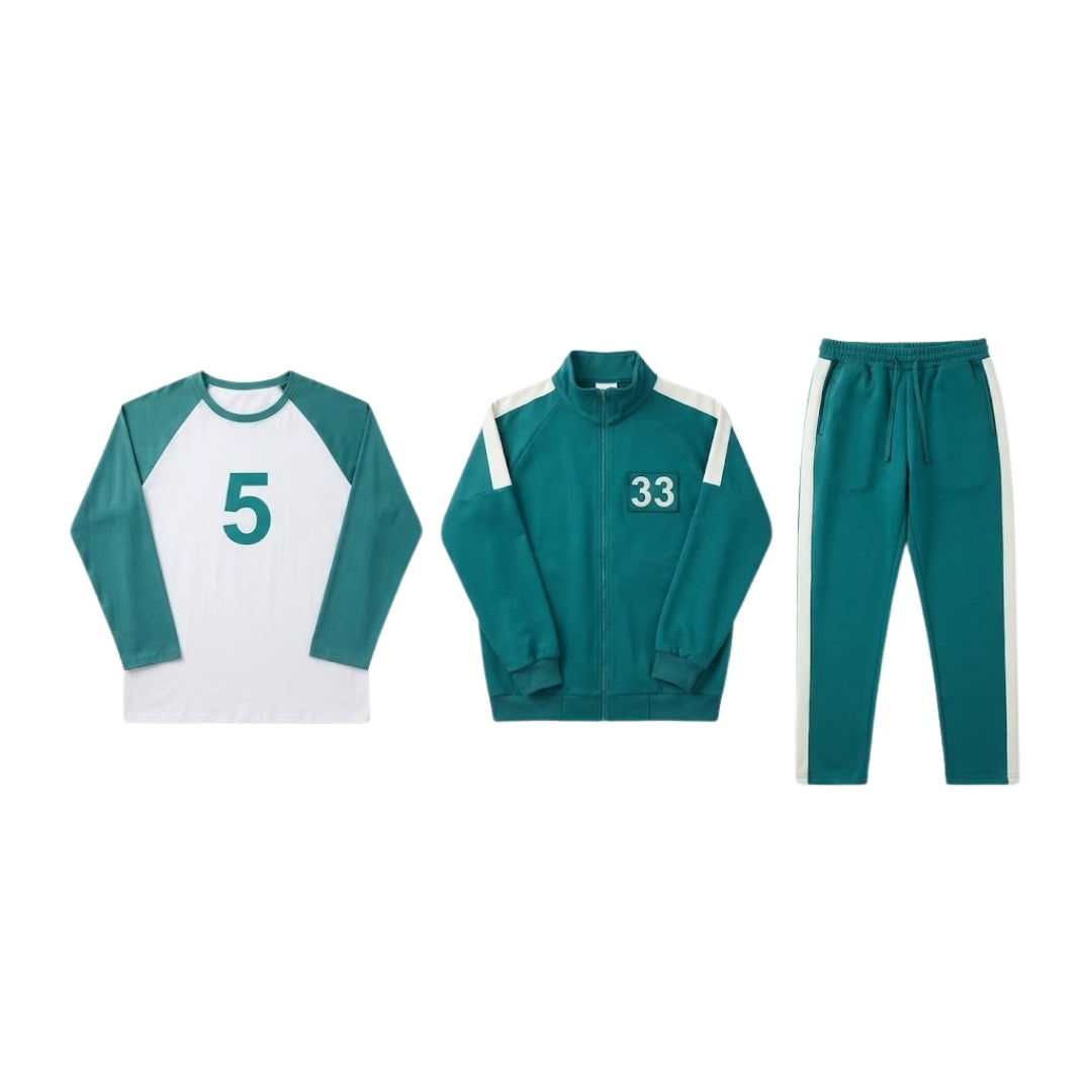 Cosplay Tracksuit for Adults, Green, Unisex with Player Number, Halloween-Themed Party, Carnival Costume | Sansoti