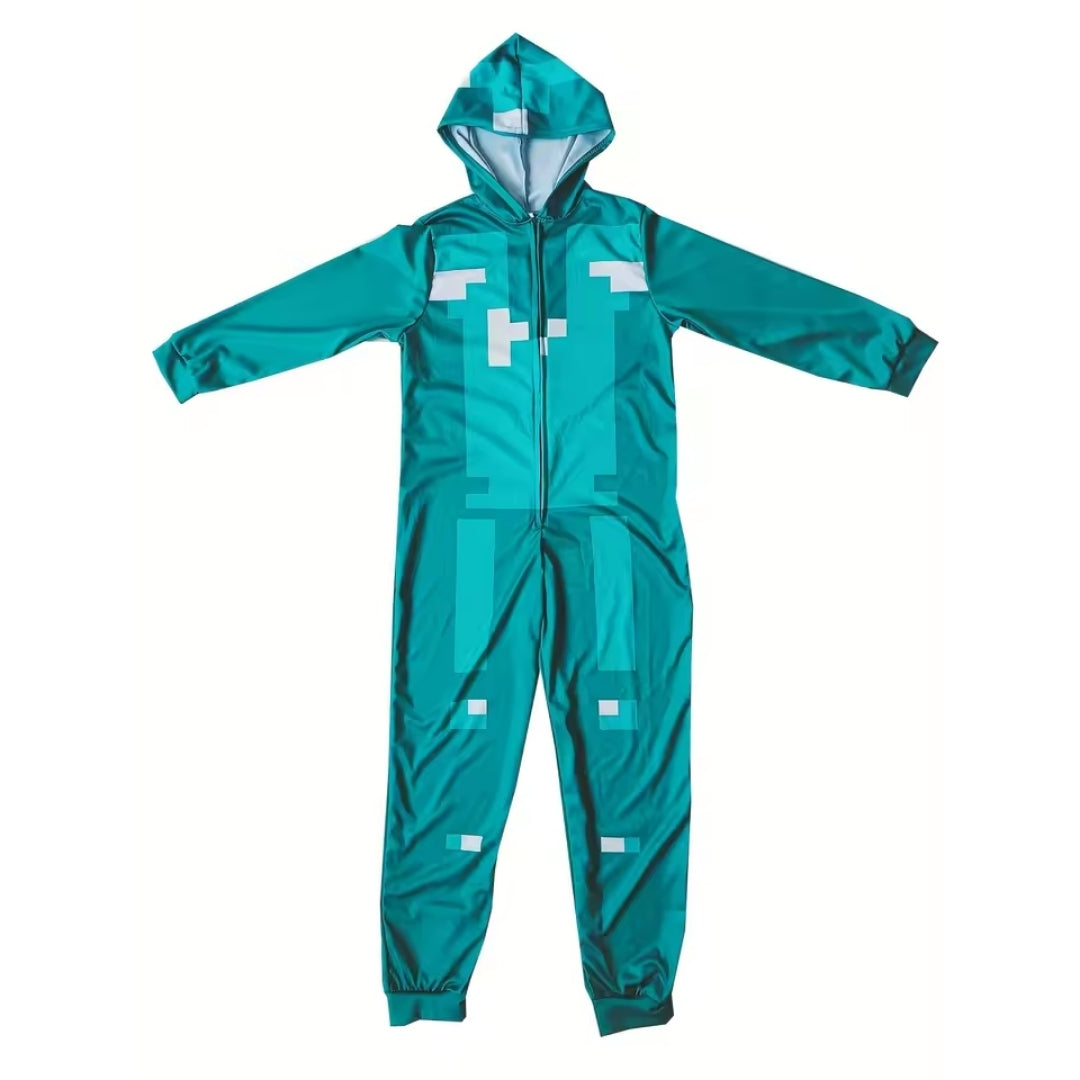 Pixel-Jumpsuit für Kinder, Cosplay-Outfit, Unisex, Polyester, Verkleidung für Halloween, Karneval und Partys | Sansoti