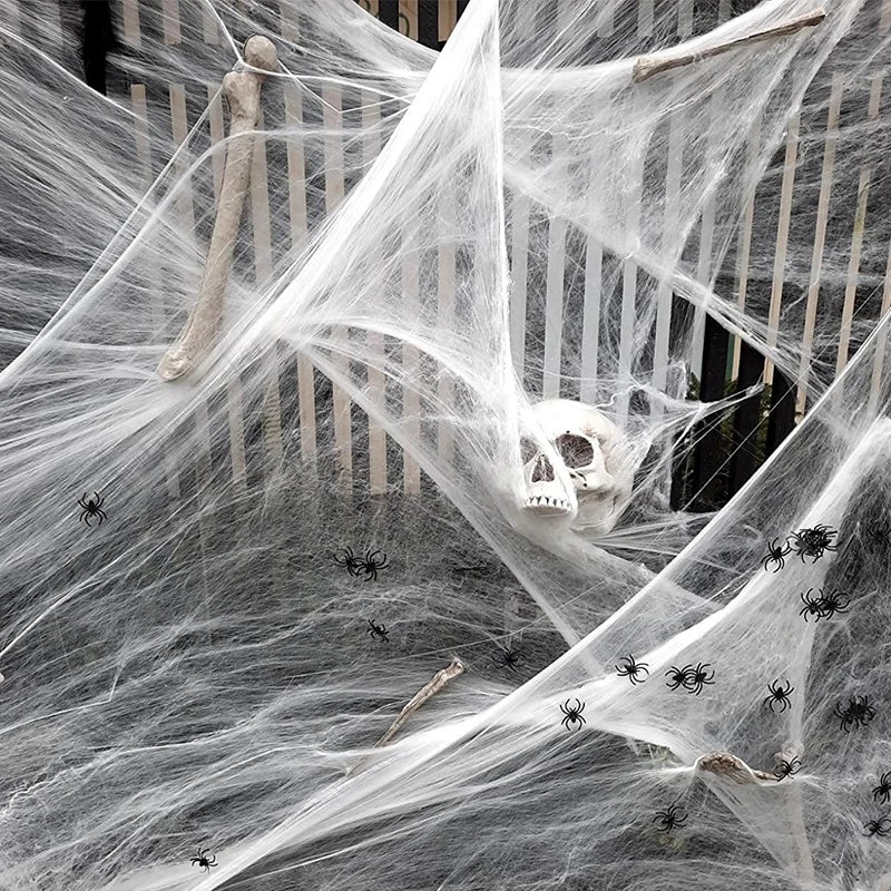 Rekbaar Spinnenweb Halloween Decoratie Wit Griezelig Interieur Feest Themaversiering Horror Accessoire | Sansoti