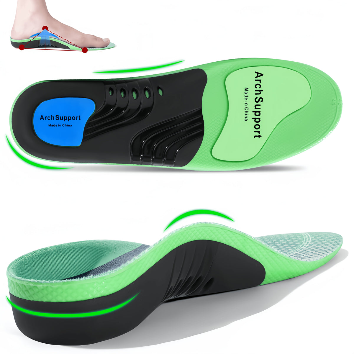Ergonomic Insoles with High Arch Support for Everyday Wearing Comfort Walking Sports Shoes | Sansoti