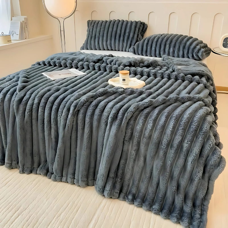 Flanellplaid, weiche Plüschdecke, warm und dekorativ, Beige, Grau, Blau, Rosa, Wohnzimmer, Schlafzimmer, Picknick | Sansoti