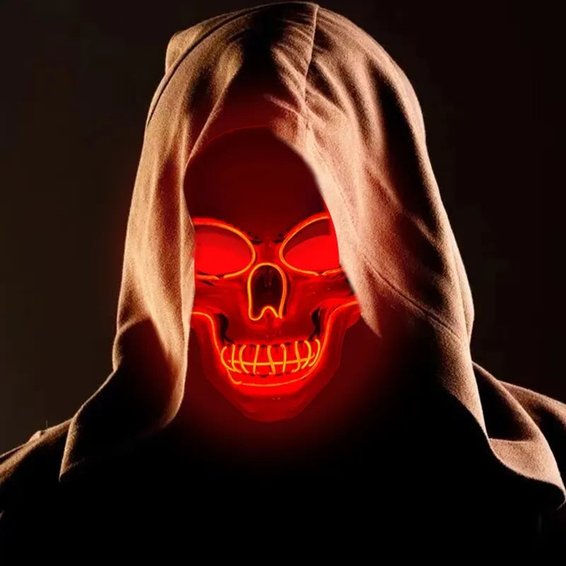 Masque LED en forme de crâne avec lignes lumineuses pour Halloween, le cosplay, le carnaval, les soirées à thème et les événements d’horreur | Sansoti
